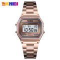 SKMEI 1474 Brand Watch Women Digital Wristwatches Stainless Steel Band LED Digital Watch Square Sport Watches Women 2019